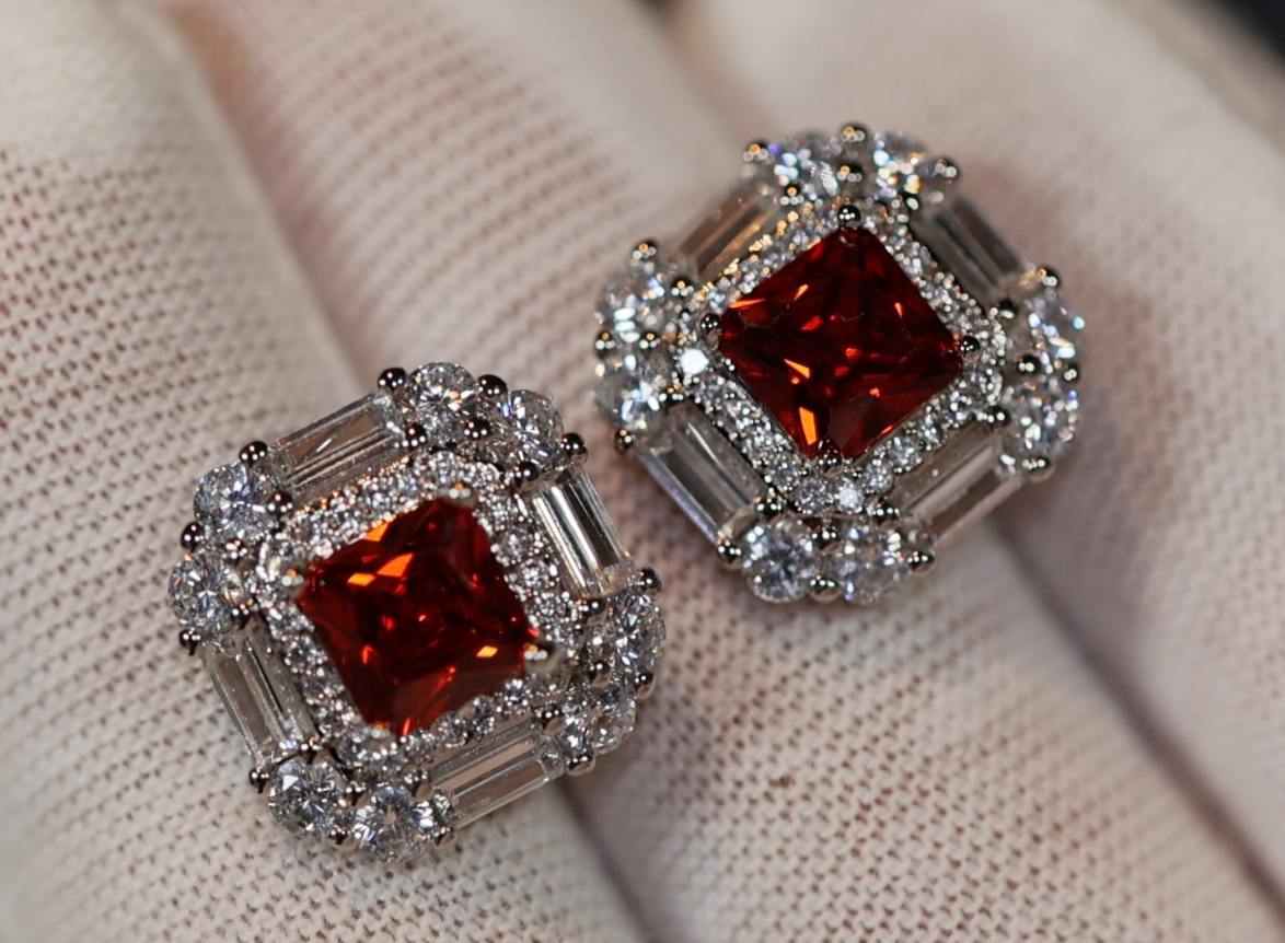 Red Diamonds Earrings | Womens Red Diamond Ear Studs | Ear Studs