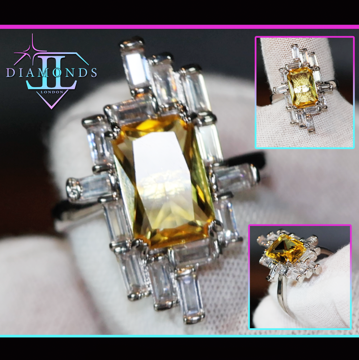 Womens yellow diamond ring