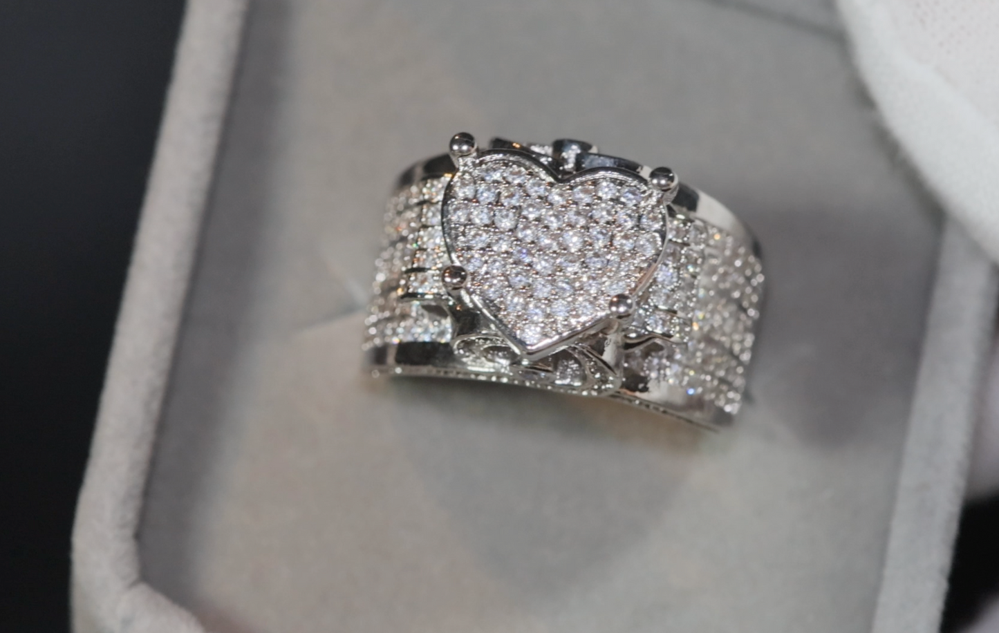 Diamond Heart Ring | Heart Shaped Ring | Big Diamond Heart Ring