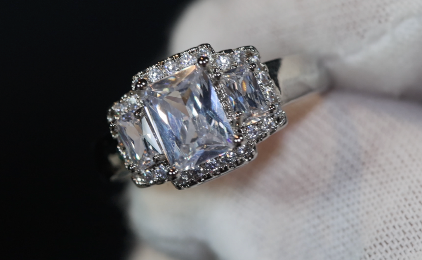 Three Stone Ring | Three Stone Engagement Ring | Engagement Rings | Womens Rings | Emerald Engagement Ring | Baguette Ring