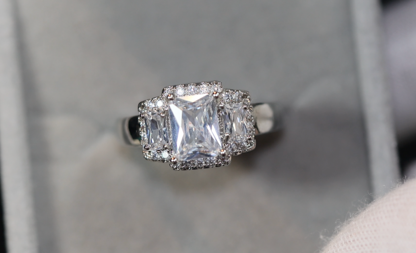 Three Stone Ring | Three Stone Engagement Ring | Engagement Rings | Womens Rings | Emerald Engagement Ring | Baguette Ring