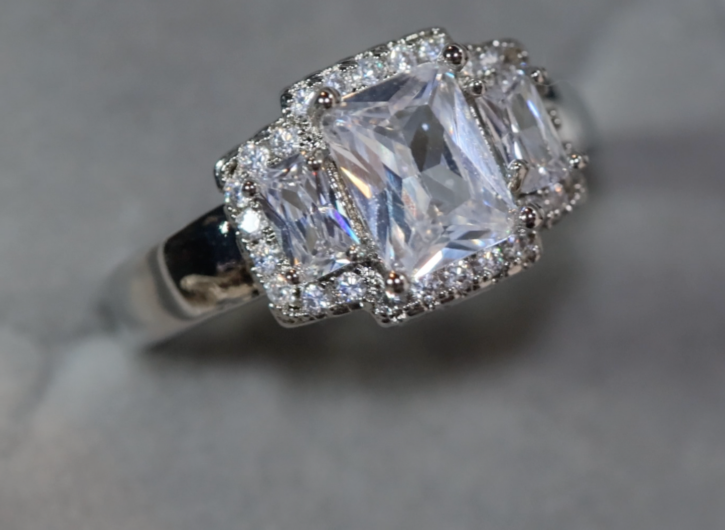 Three Stone Ring | Three Stone Engagement Ring | Engagement Rings | Womens Rings | Emerald Engagement Ring | Baguette Ring