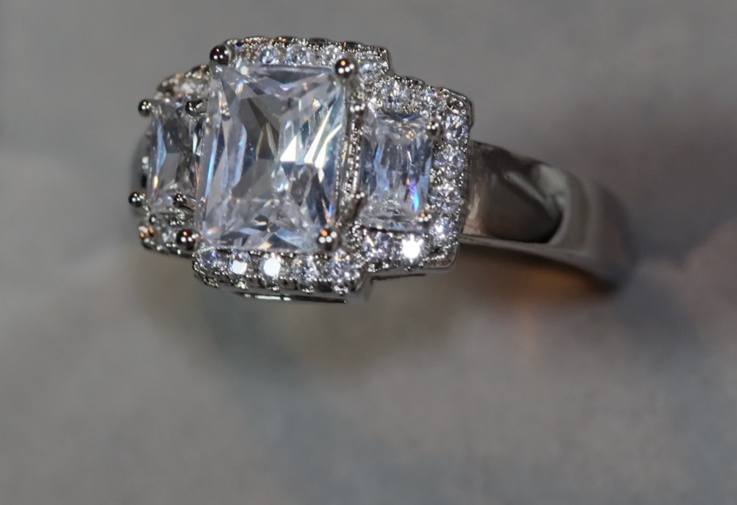 Three Stone Ring | Three Stone Engagement Ring | Engagement Rings | Womens Rings | Emerald Engagement Ring | Baguette Ring