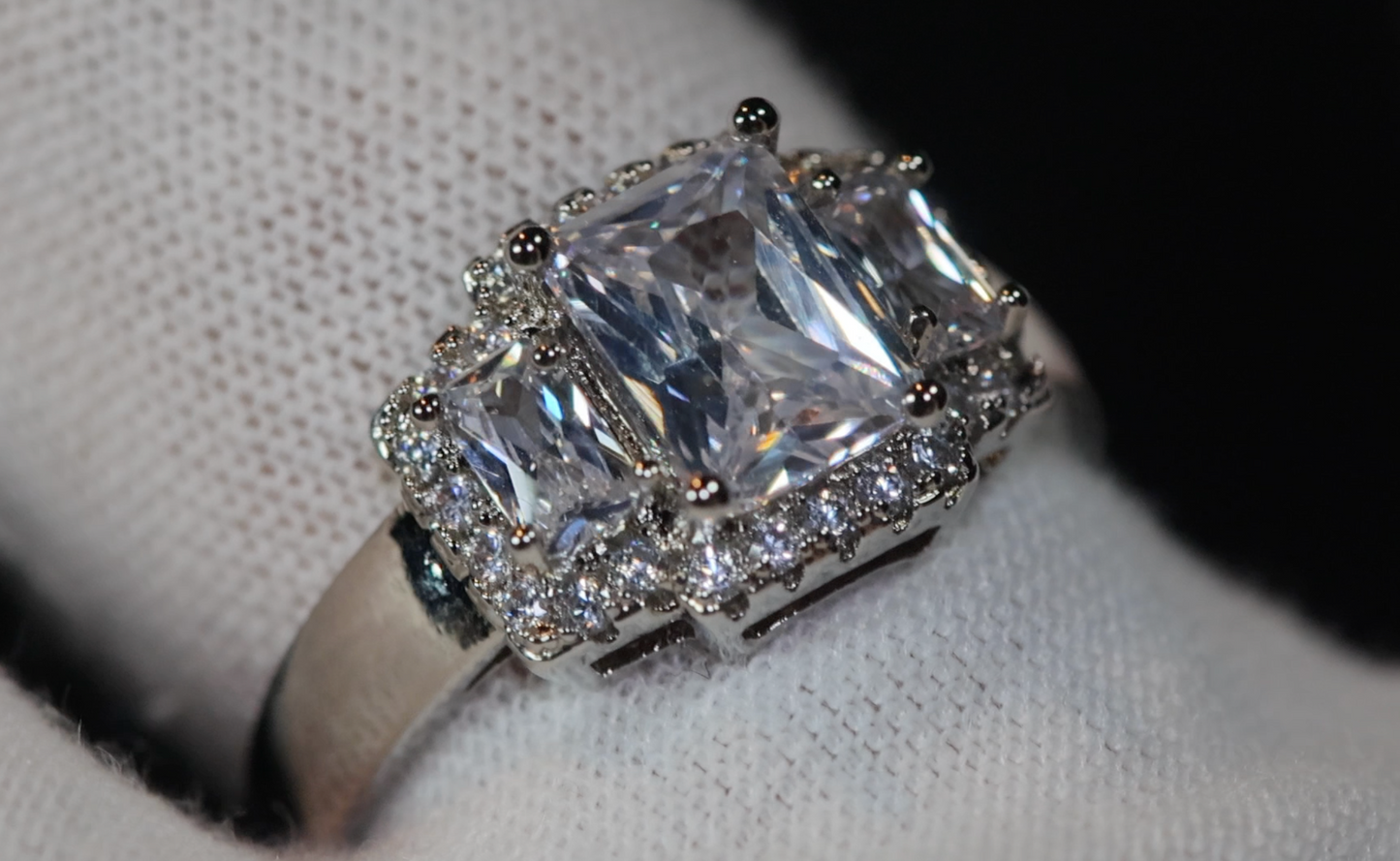 Three Stone Ring | Three Stone Engagement Ring | Engagement Rings | Womens Rings | Emerald Engagement Ring | Baguette Ring