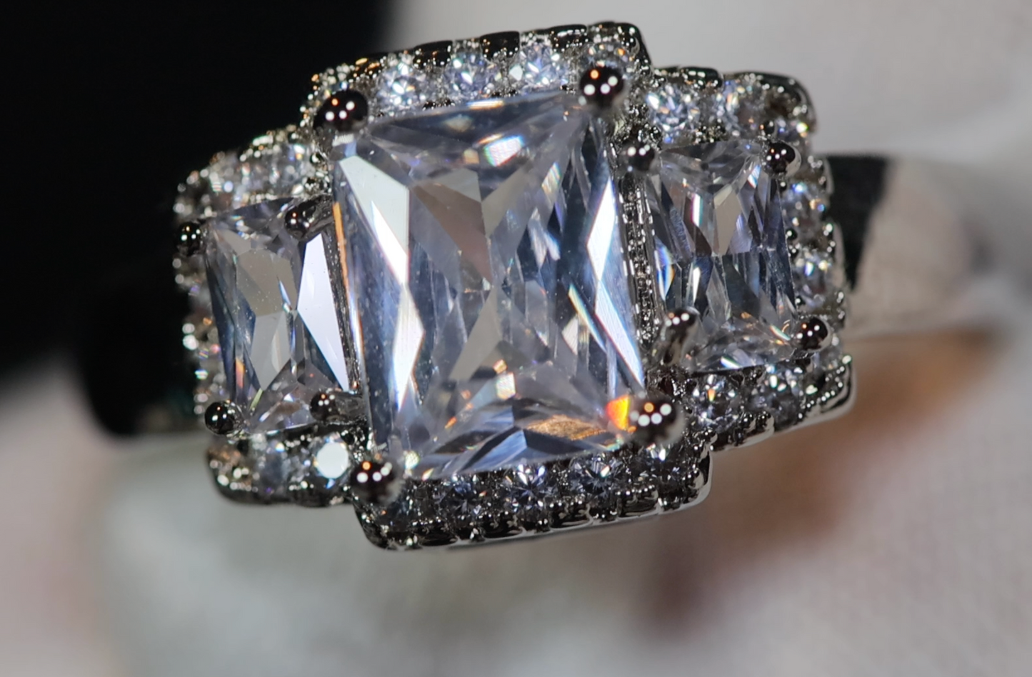 Three Stone Ring | Three Stone Engagement Ring | Engagement Rings | Womens Rings | Emerald Engagement Ring | Baguette Ring