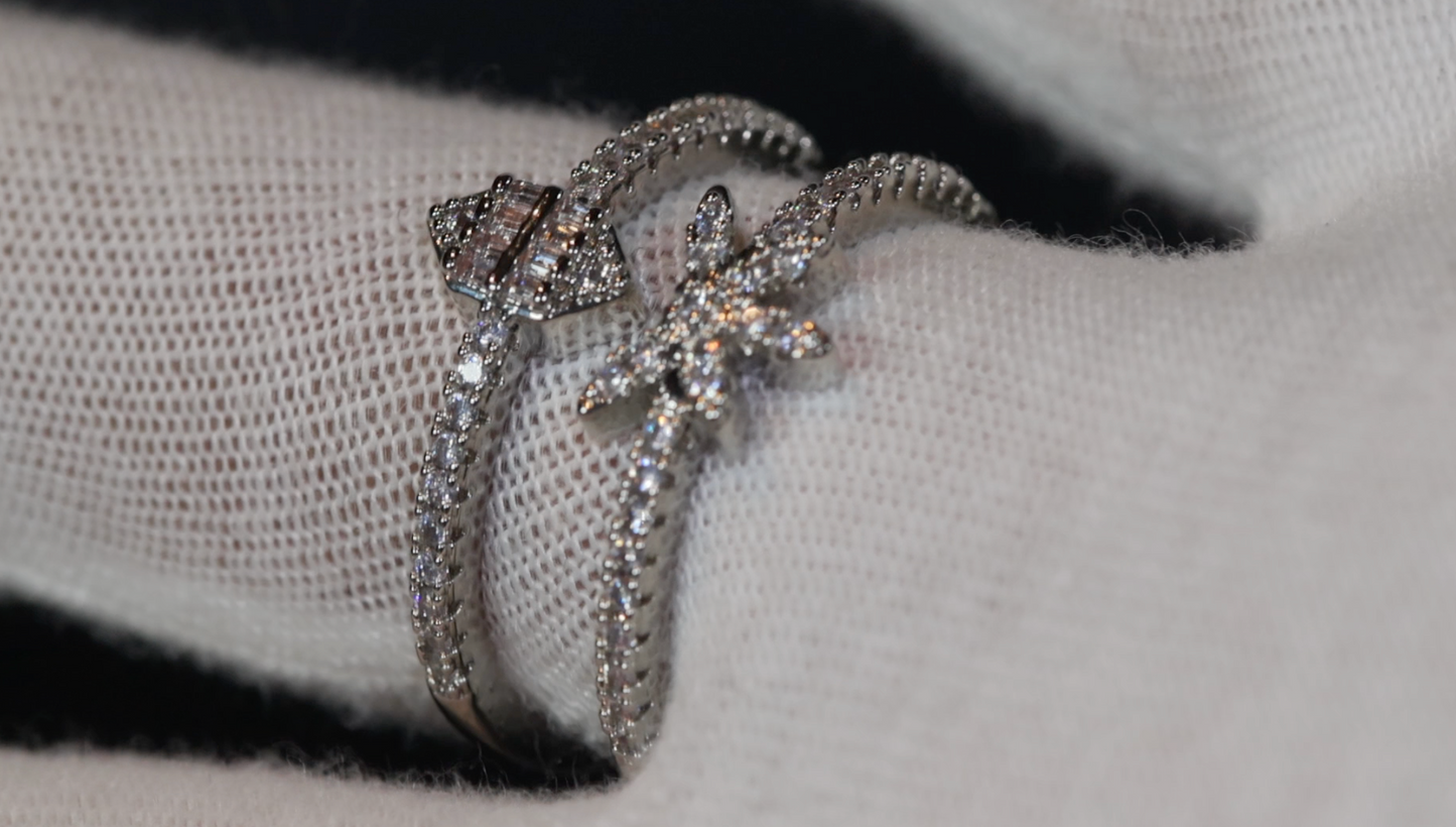 Vintage Diamond Ring | Flower Diamond Ring | Womens Fashion Ring