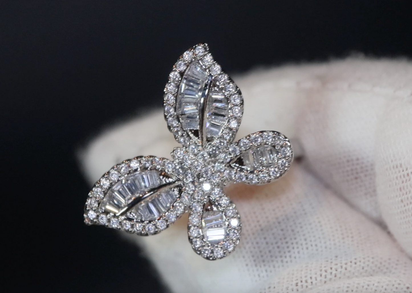 Womens butterfly diamond ring, womens butterfly ring, diamond butterfly ring