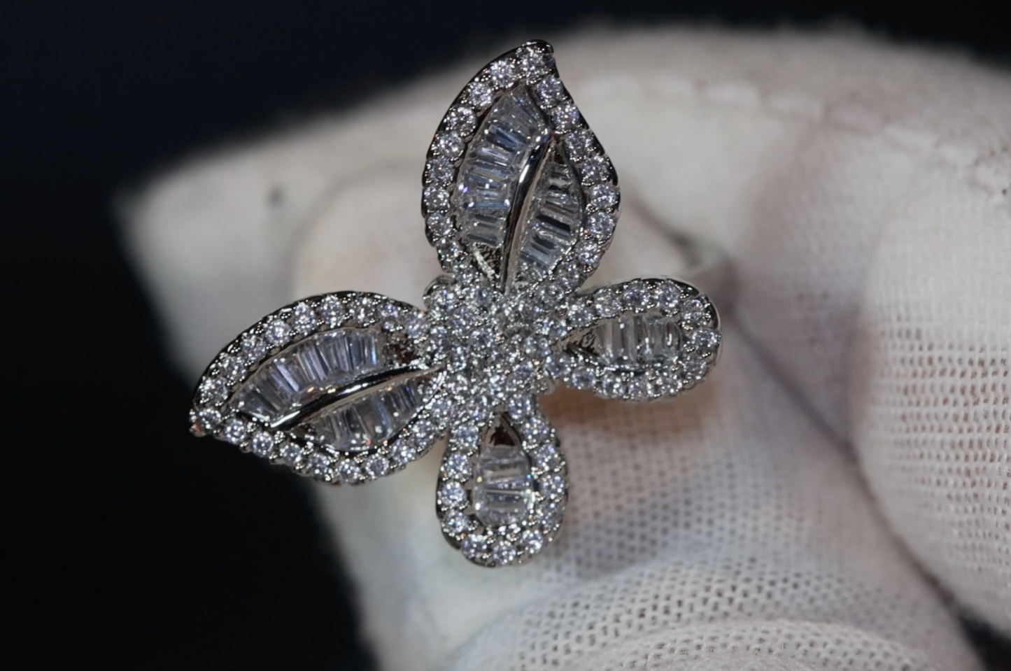 Womens butterfly diamond ring, womens butterfly ring, diamond butterfly ring