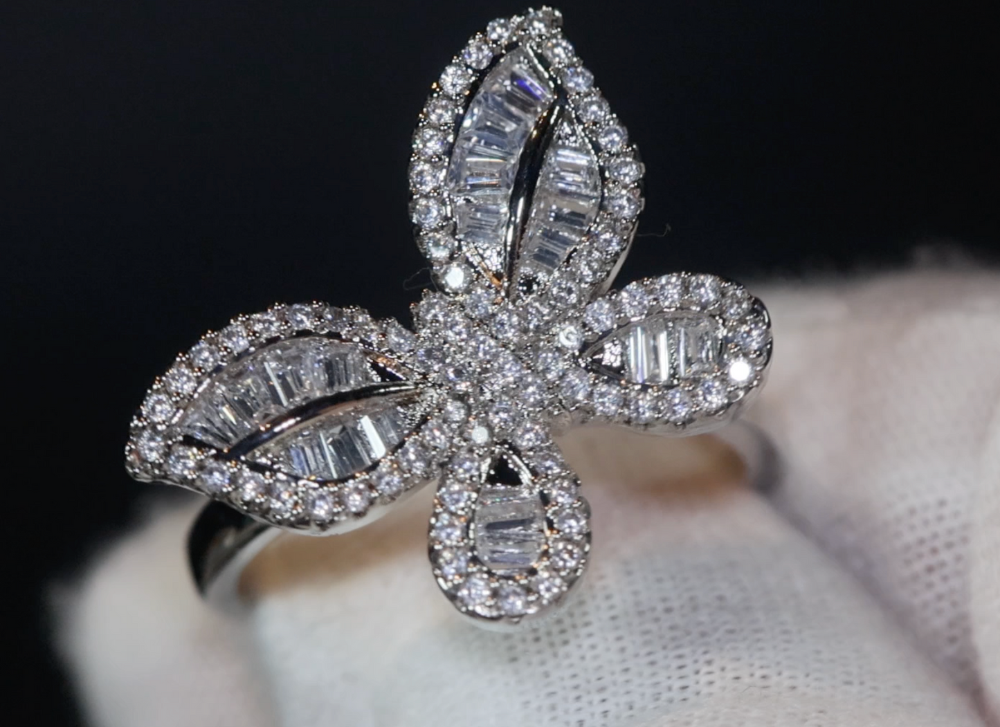 Womens butterfly diamond ring, womens butterfly ring, diamond butterfly ring