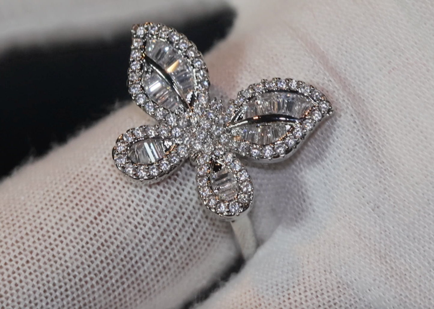 Womens butterfly diamond ring, womens butterfly ring, diamond butterfly ring