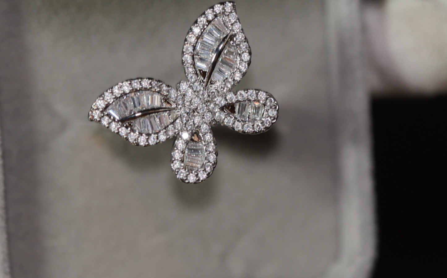 Womens butterfly diamond ring, womens butterfly ring, diamond butterfly ring