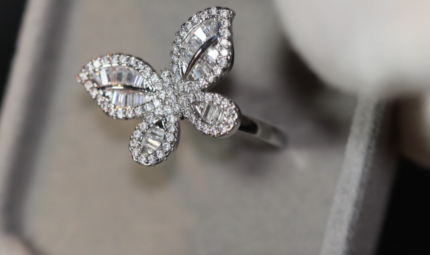 Womens butterfly diamond ring, womens butterfly ring, diamond butterfly ring