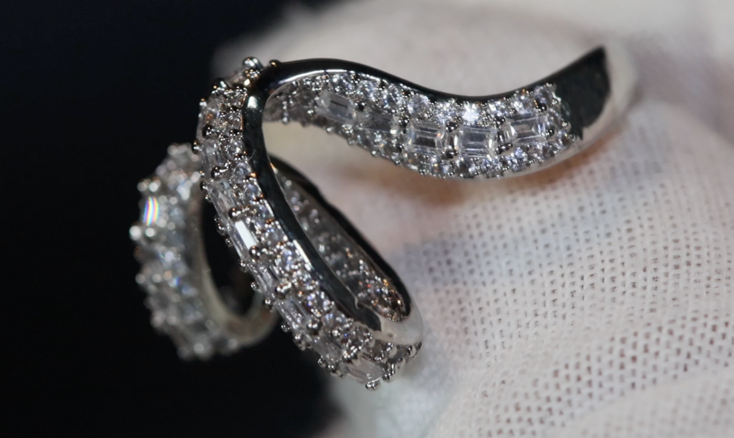X Shape Ring | Wrapped Ring | Diamond Twist Ring | Stackable Ring | Charm Ring | Nightclub Ring