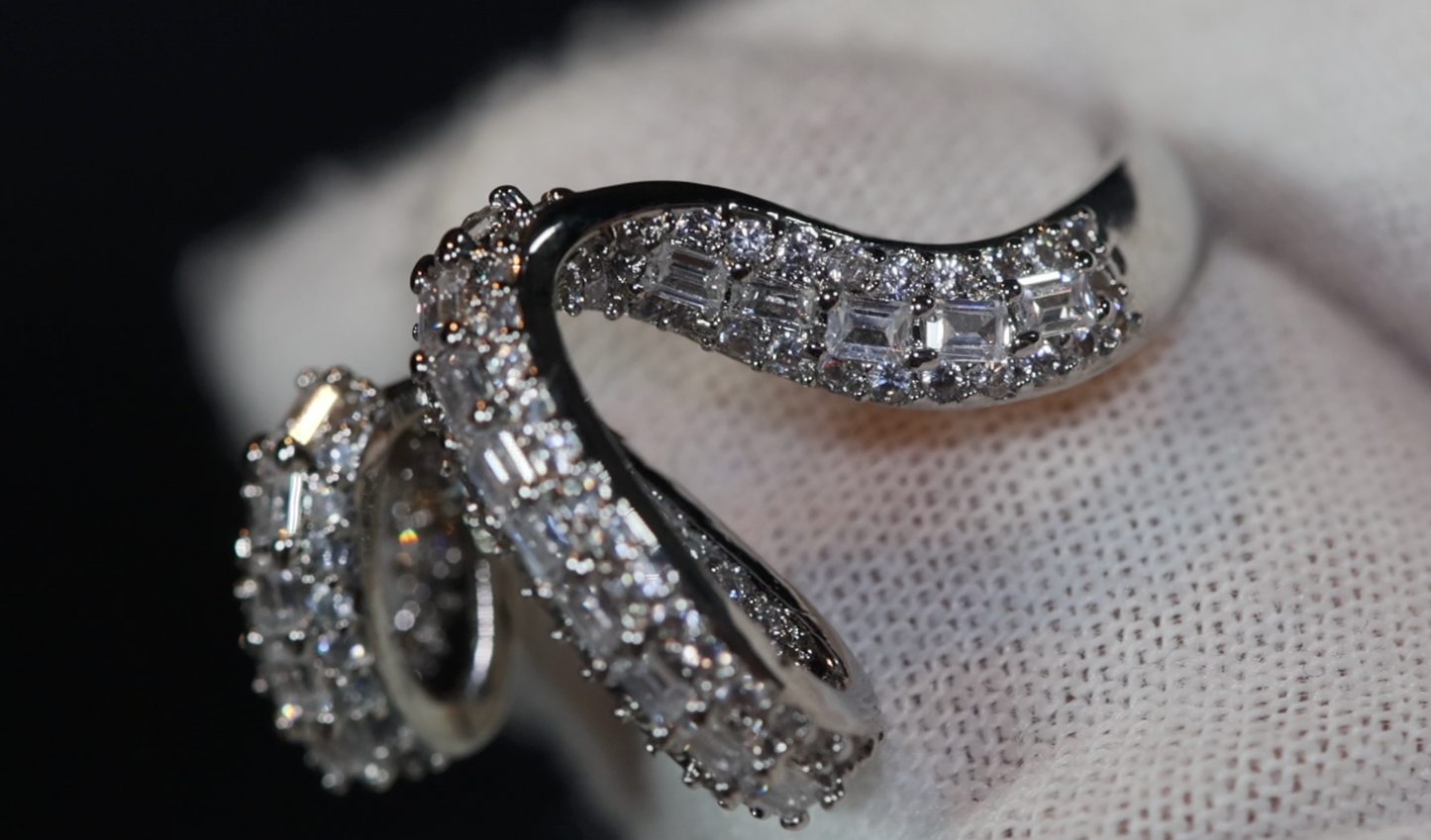 X Shape Ring | Wrapped Ring | Diamond Twist Ring | Stackable Ring | Charm Ring | Nightclub Ring