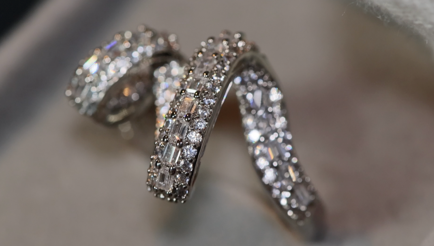X Shape Ring | Wrapped Ring | Diamond Twist Ring | Stackable Ring | Charm Ring | Nightclub Ring