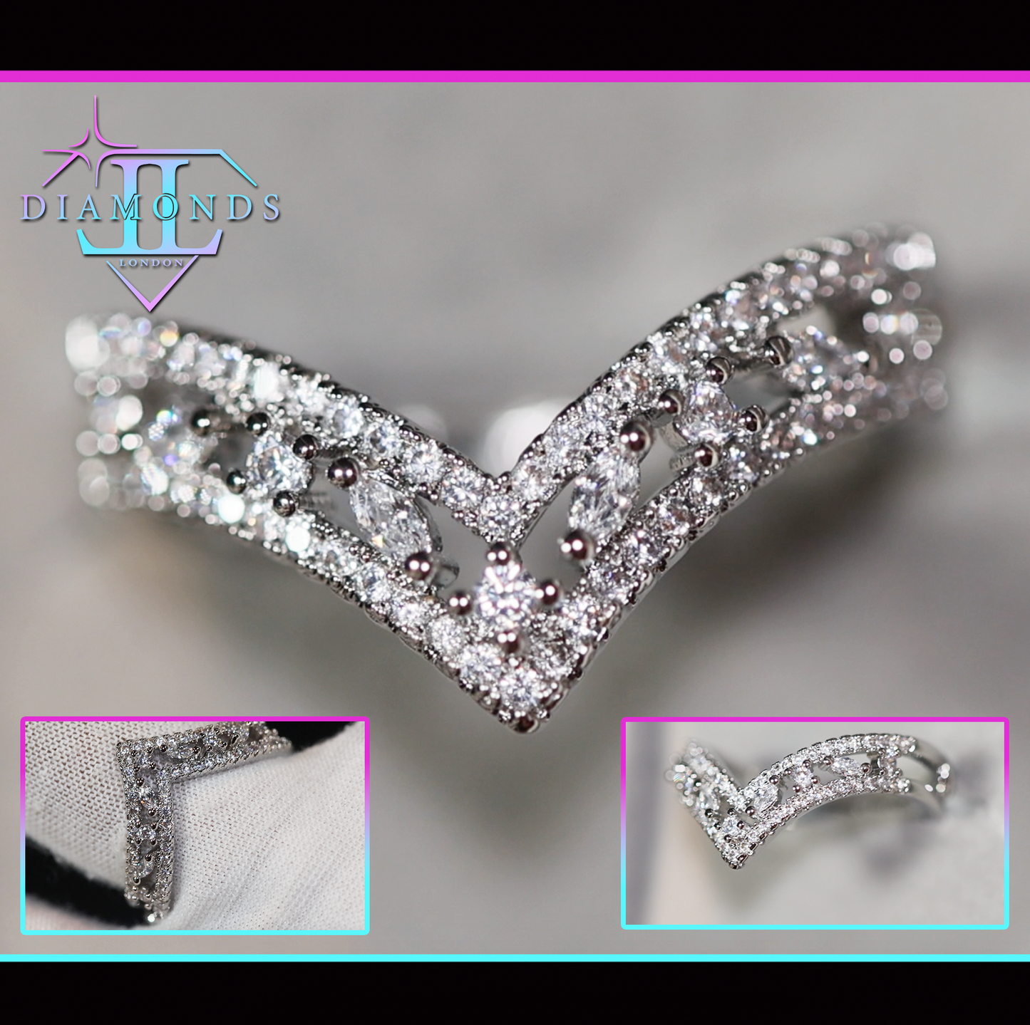 Womens wishbone diamond ring