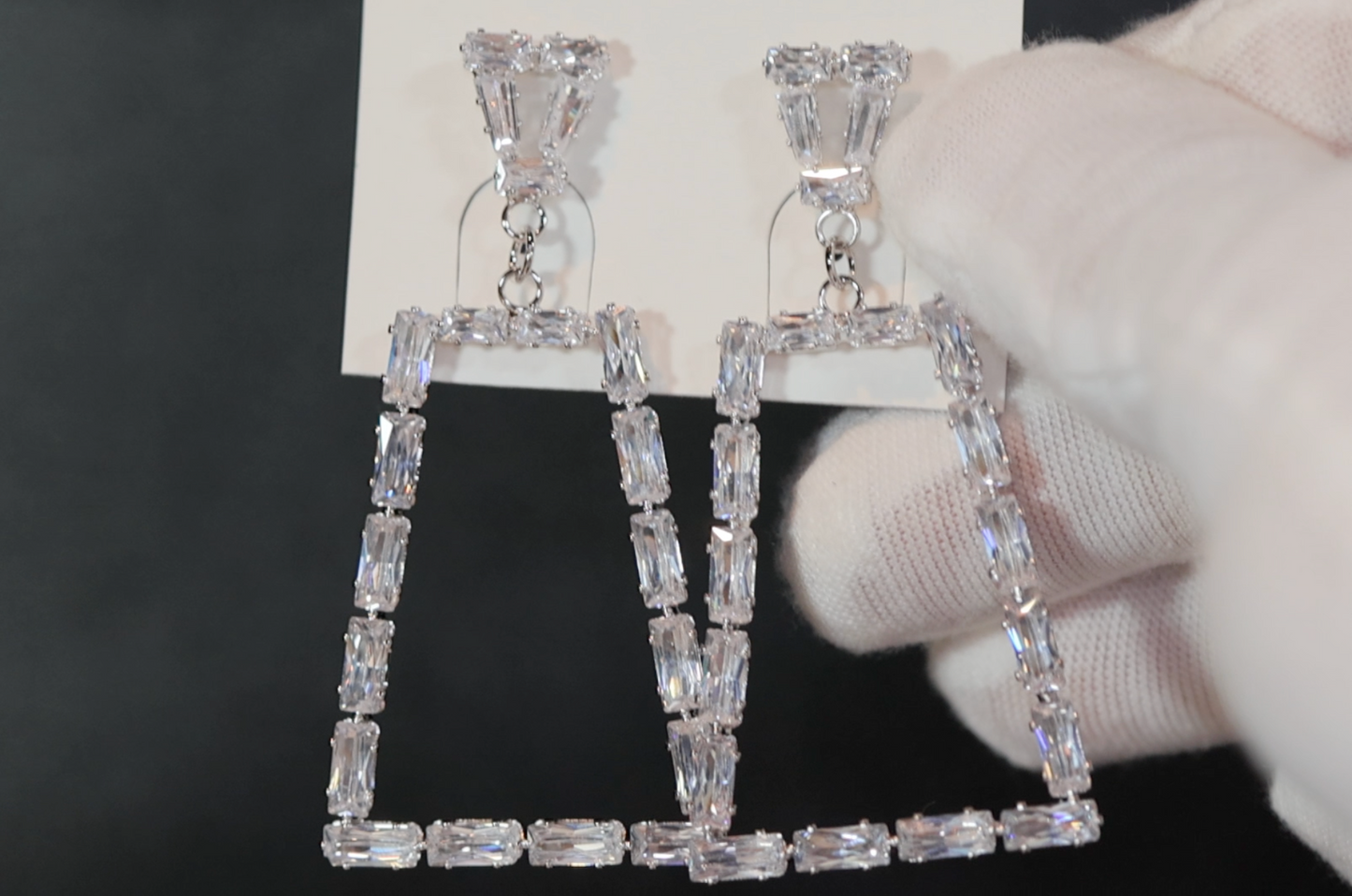 Diamond Hoop Earrings | Hoop Earrings | Womens Baguette Earrings