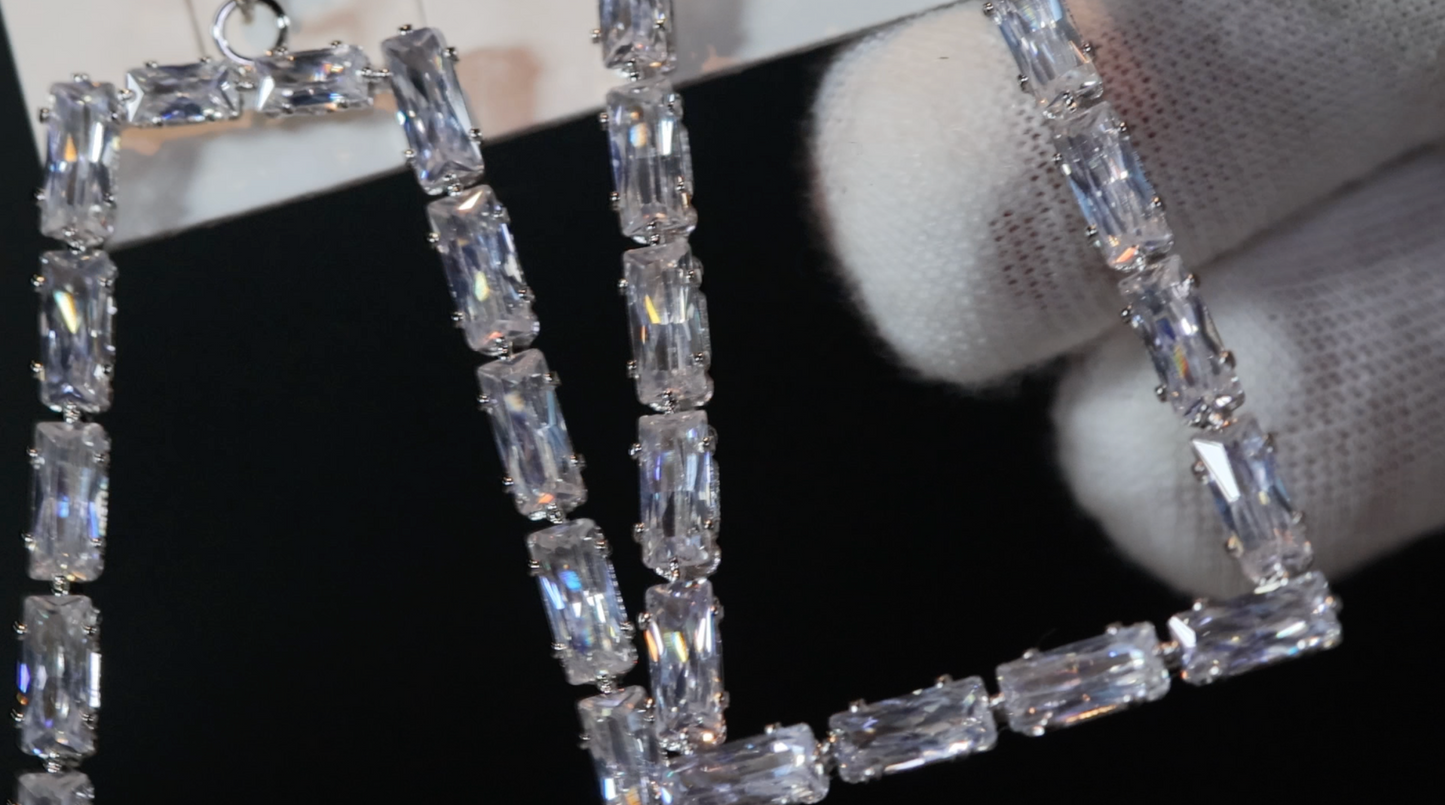 Diamond Hoop Earrings | Hoop Earrings | Womens Baguette Earrings