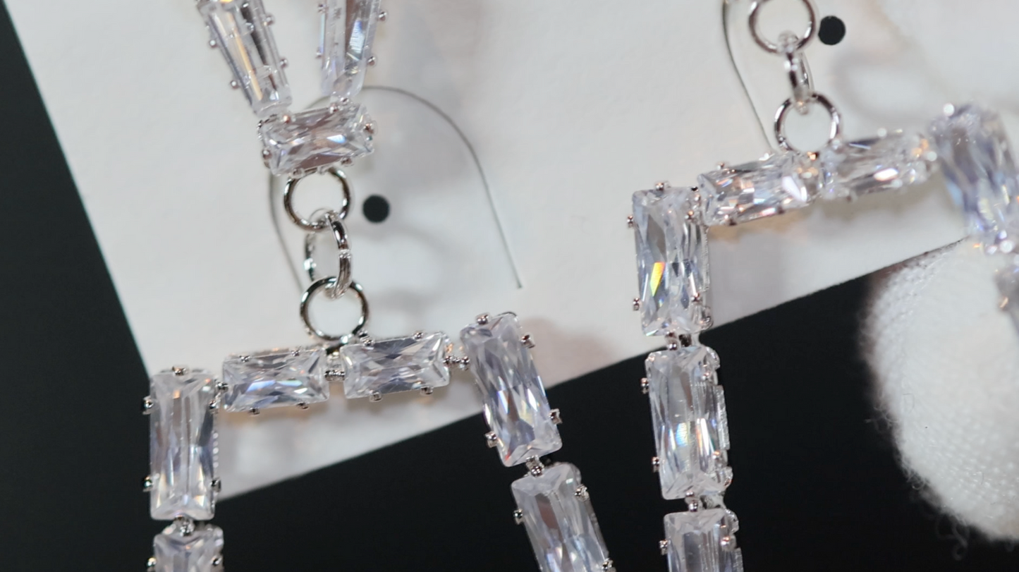 Diamond Hoop Earrings | Hoop Earrings | Womens Baguette Earrings