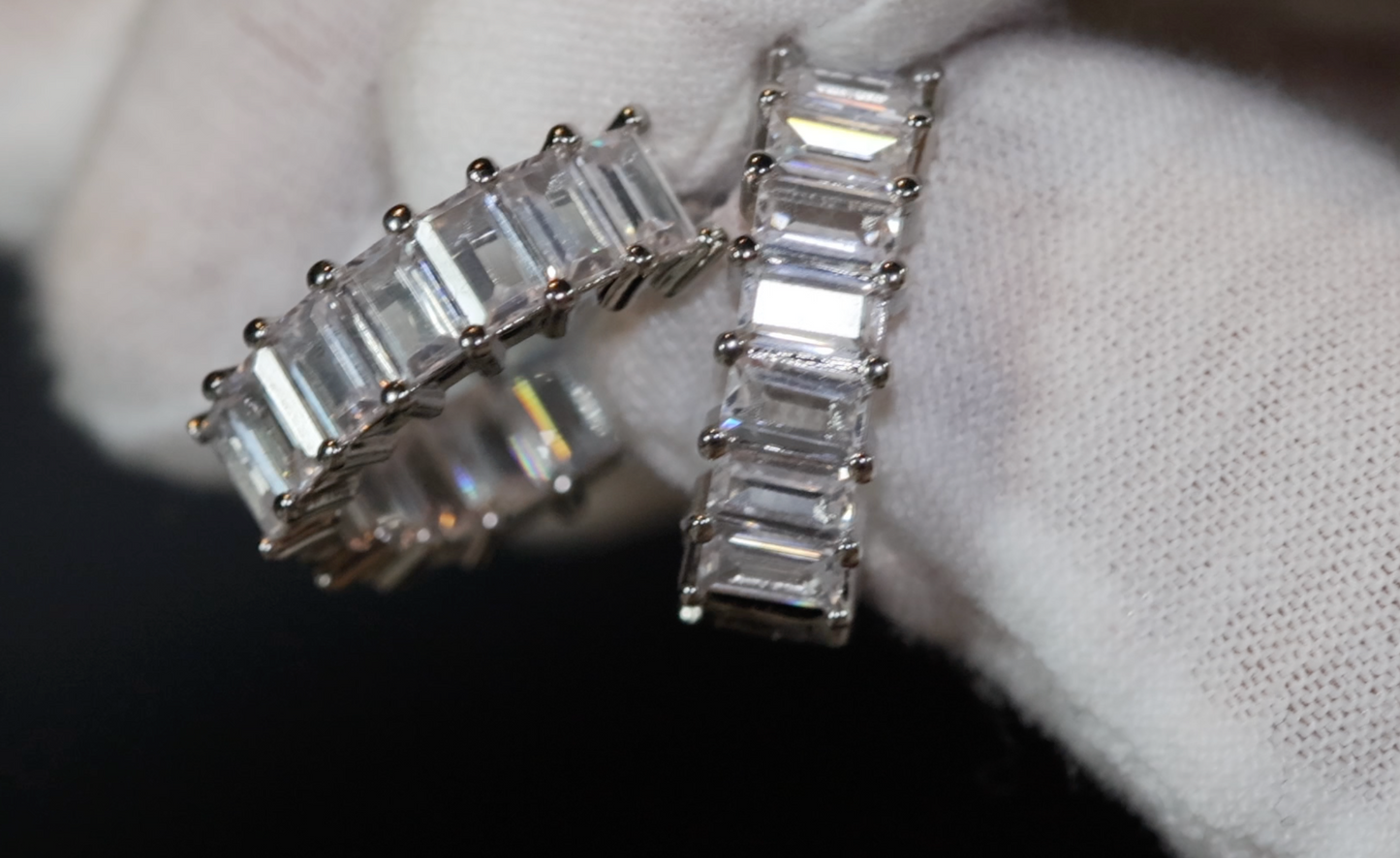 Diamond Hoop Earrings | Hoop Earrings | Womens Baguette Diamond Earrings