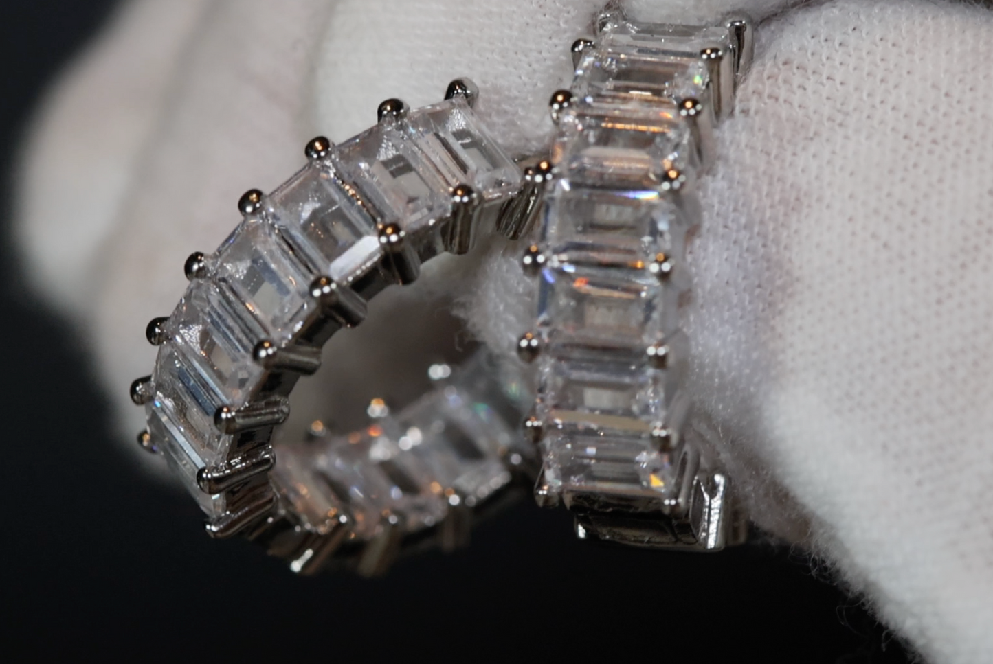 Diamond Hoop Earrings | Hoop Earrings | Womens Baguette Diamond Earrings