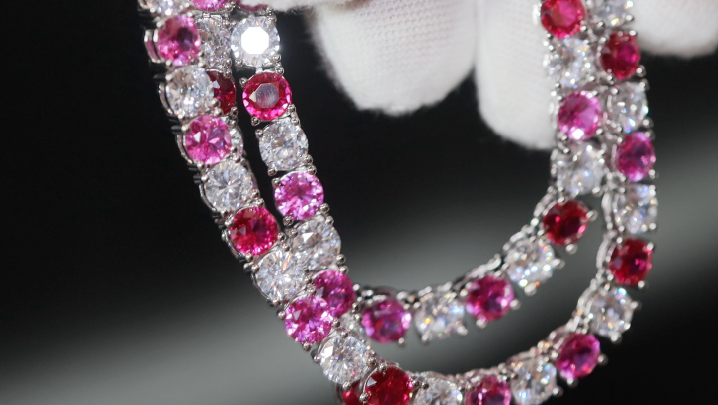 Tennis Chain | Pink Diamond Tennis Chain | Red Tennis Necklace