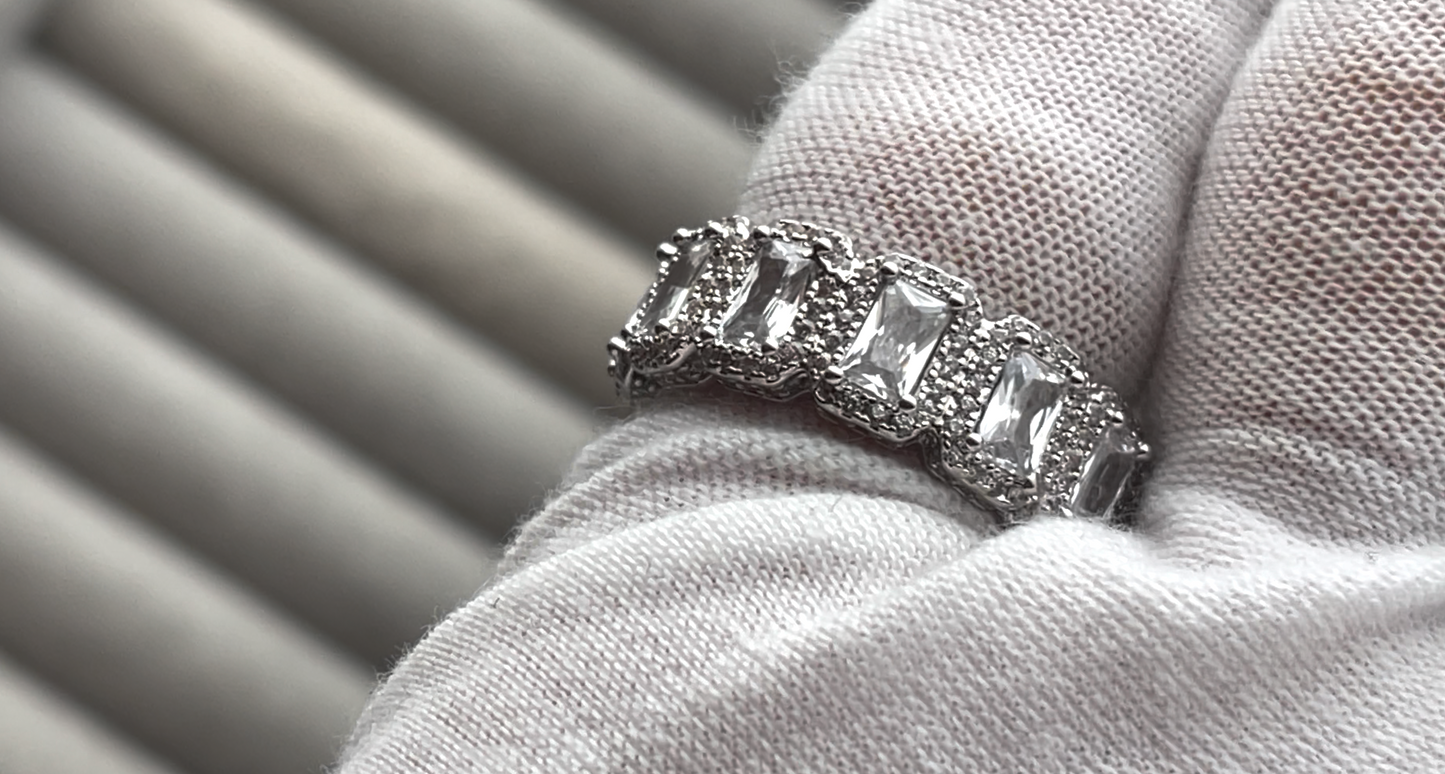 Baguette Ring | Mens Baguette Ring | Big Diamond Ring | Womens Baguette Ring