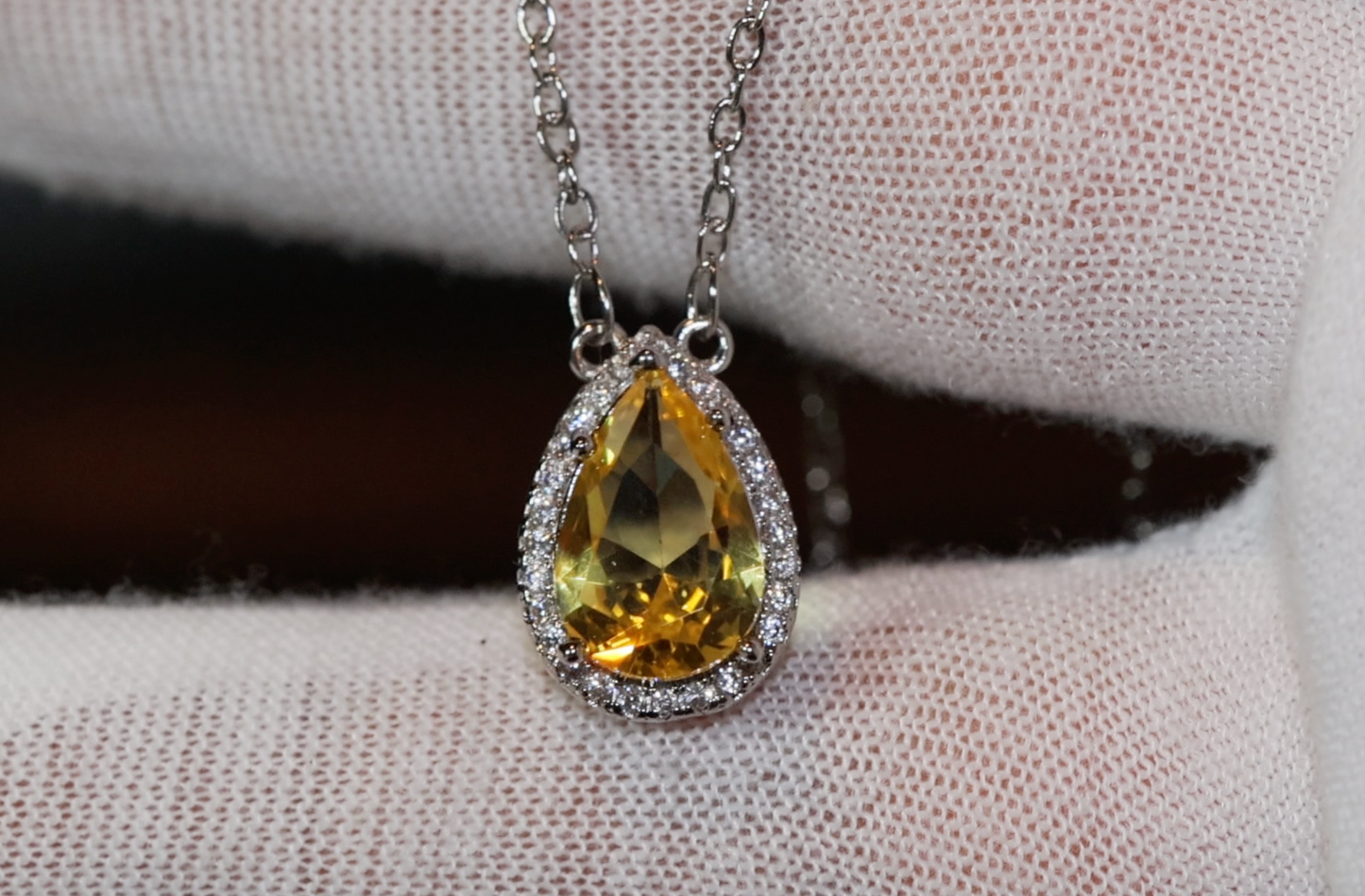 Womens Diamond Necklace | Yellow Diamond Necklace | Teardrop Necklace | Pear Shape Necklace | Womens Charm Necklace | Teardrop Pendant