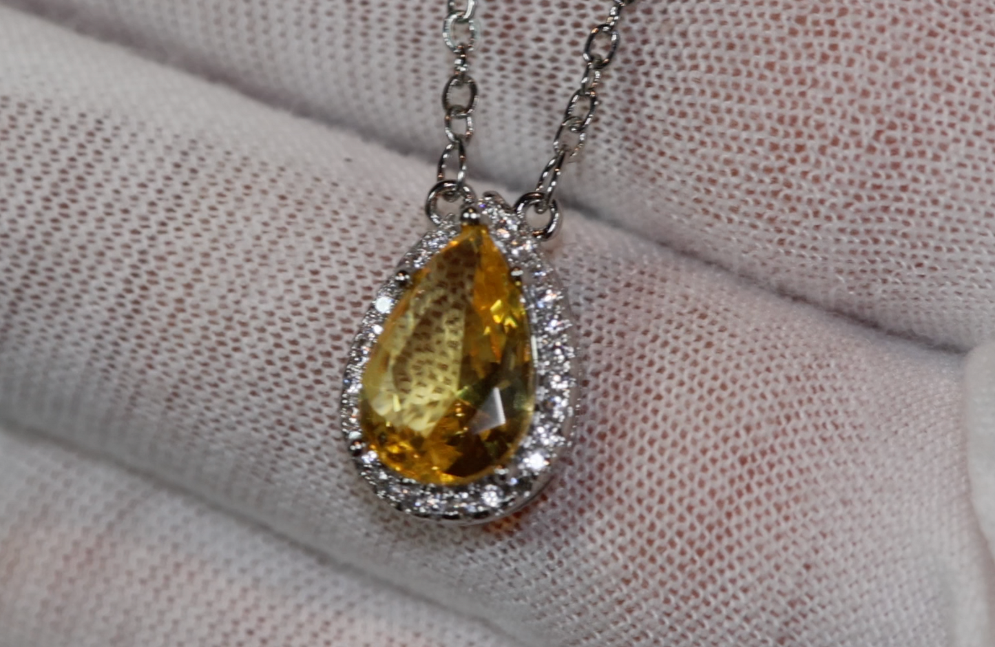 Womens Diamond Necklace | Yellow Diamond Necklace | Teardrop Necklace | Pear Shape Necklace | Womens Charm Necklace | Teardrop Pendant
