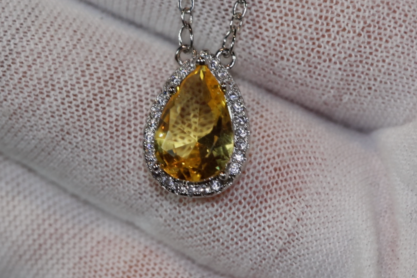 Womens Diamond Necklace | Yellow Diamond Necklace | Teardrop Necklace | Pear Shape Necklace | Womens Charm Necklace | Teardrop Pendant
