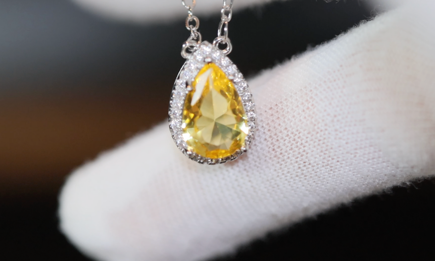 Womens Diamond Necklace | Yellow Diamond Necklace | Teardrop Necklace | Pear Shape Necklace | Womens Charm Necklace | Teardrop Pendant