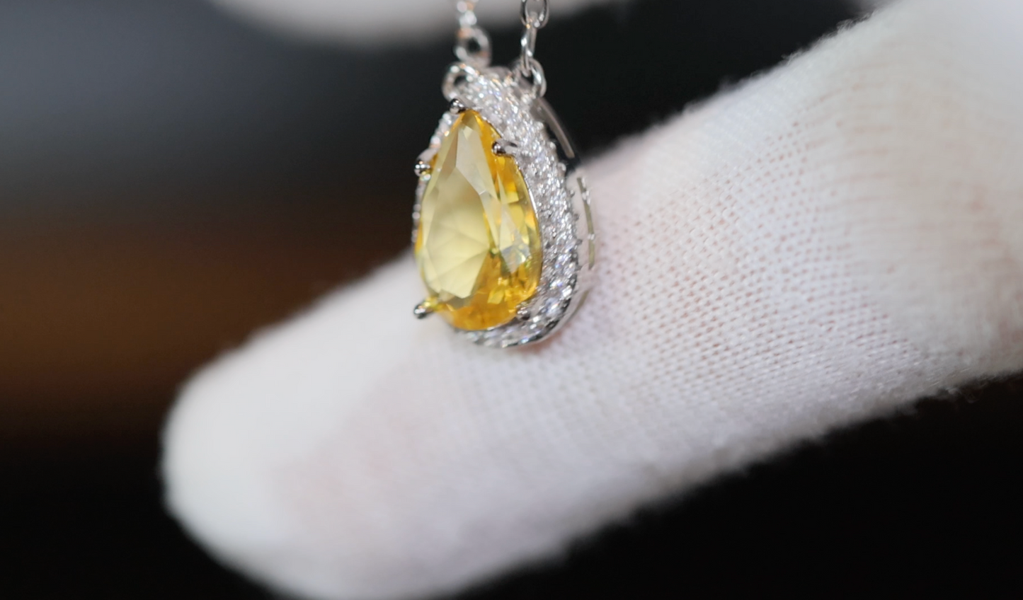 Womens Diamond Necklace | Yellow Diamond Necklace | Teardrop Necklace | Pear Shape Necklace | Womens Charm Necklace | Teardrop Pendant