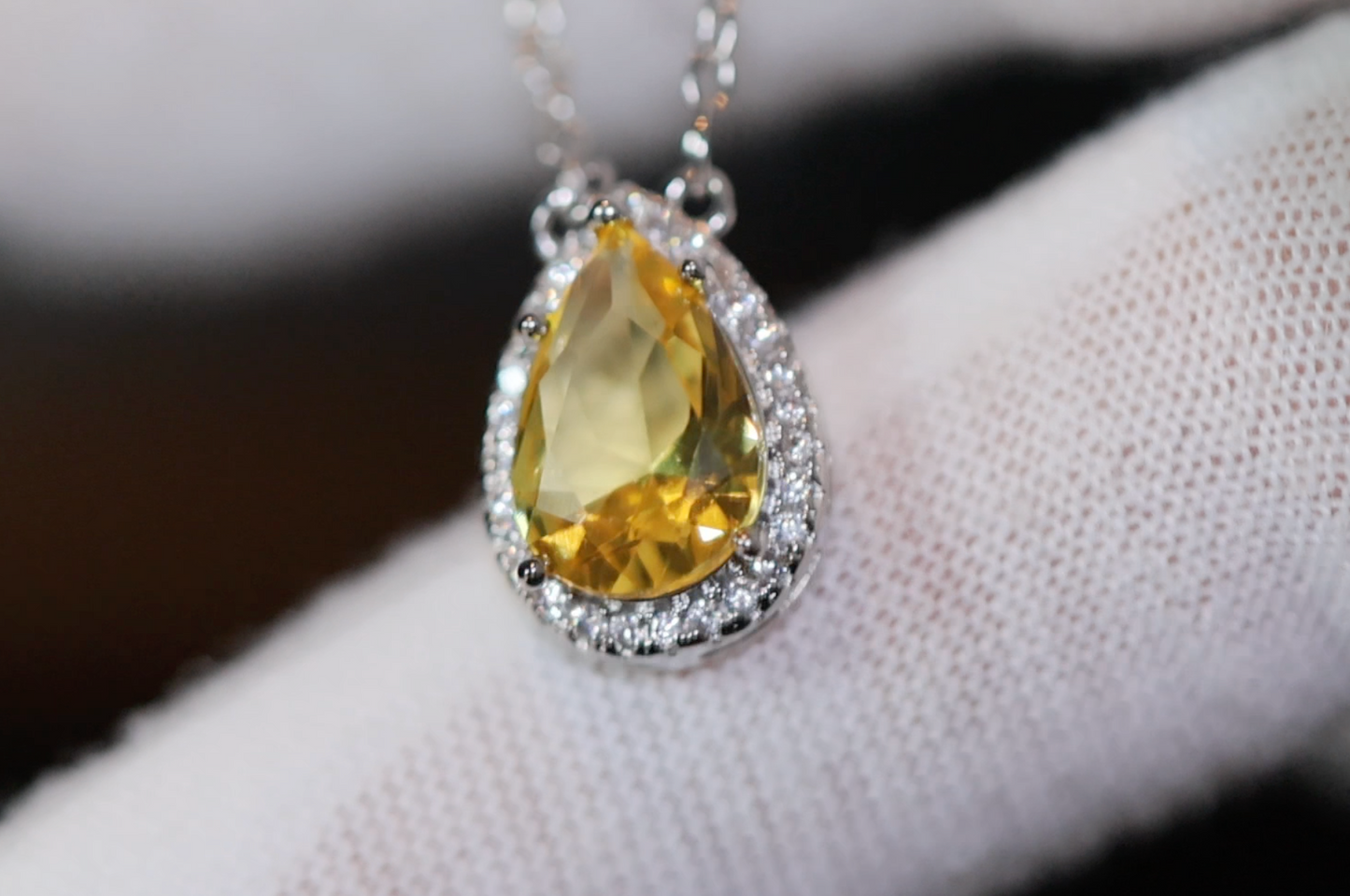 Womens Diamond Necklace | Yellow Diamond Necklace | Teardrop Necklace | Pear Shape Necklace | Womens Charm Necklace | Teardrop Pendant