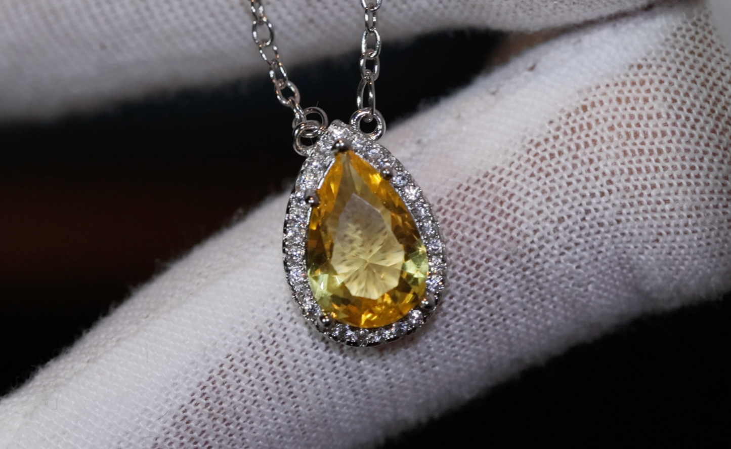 Womens Diamond Necklace | Yellow Diamond Necklace | Teardrop Necklace | Pear Shape Necklace | Womens Charm Necklace | Teardrop Pendant