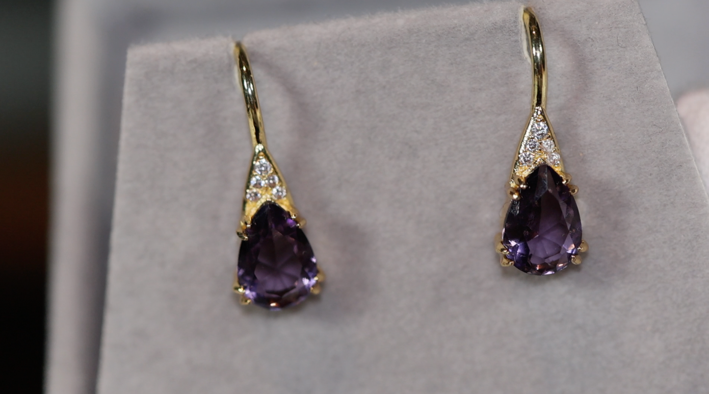 Womens Diamond Earrings | Purple Diamond Earrings