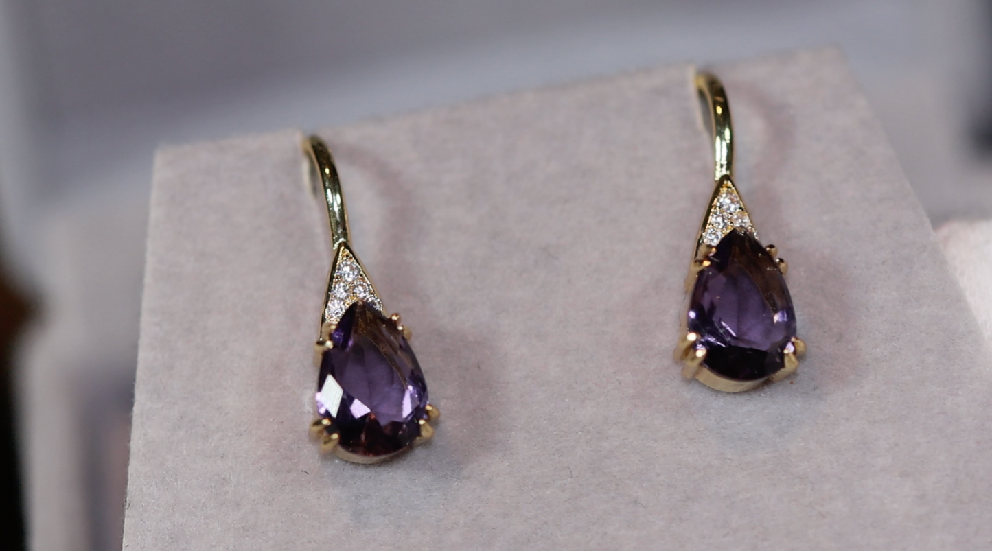 Womens Diamond Earrings | Purple Diamond Earrings