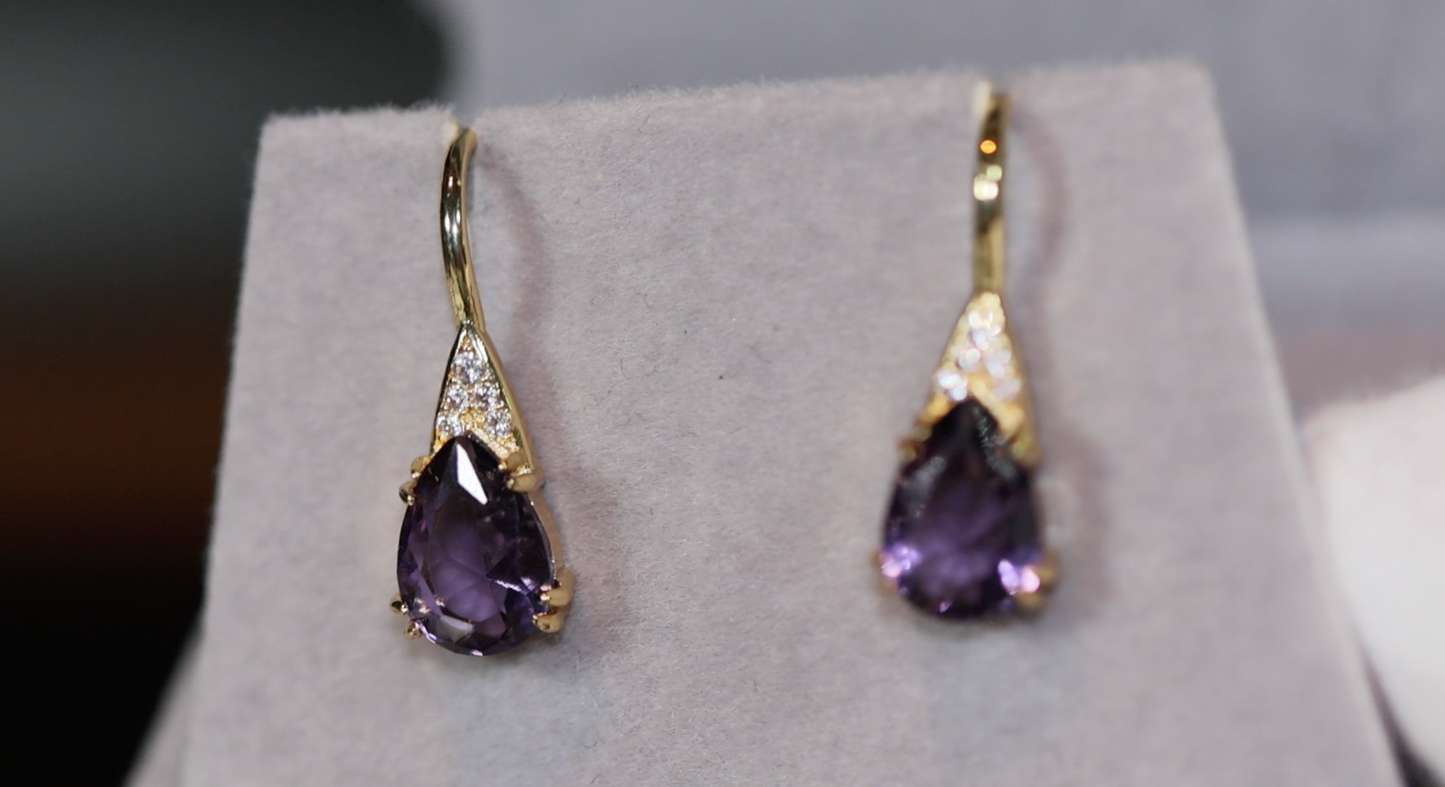 Womens Diamond Earrings | Purple Diamond Earrings