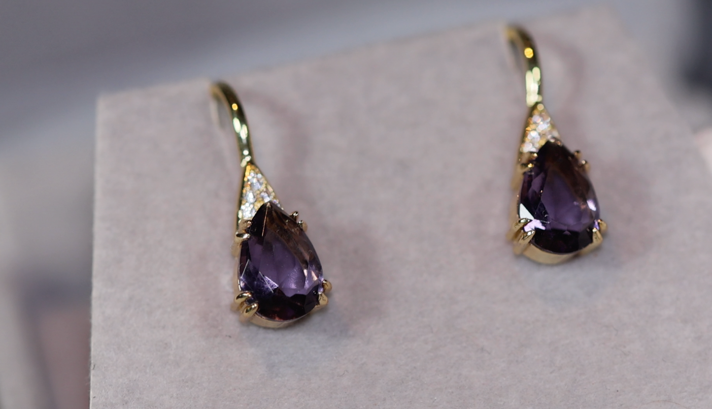 Womens Diamond Earrings | Purple Diamond Earrings