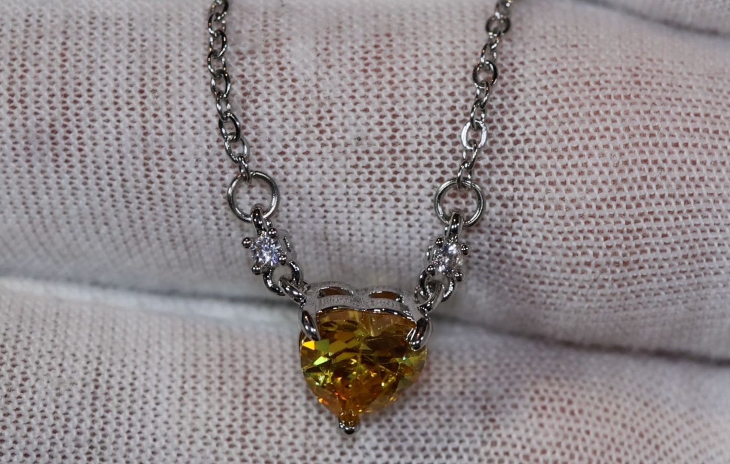 Womens Diamond Necklace | Yellow Diamond Heart Necklace | Heart Necklace with Diamonds | Diamond Heart Pendant  | Yellow Diamond Necklace