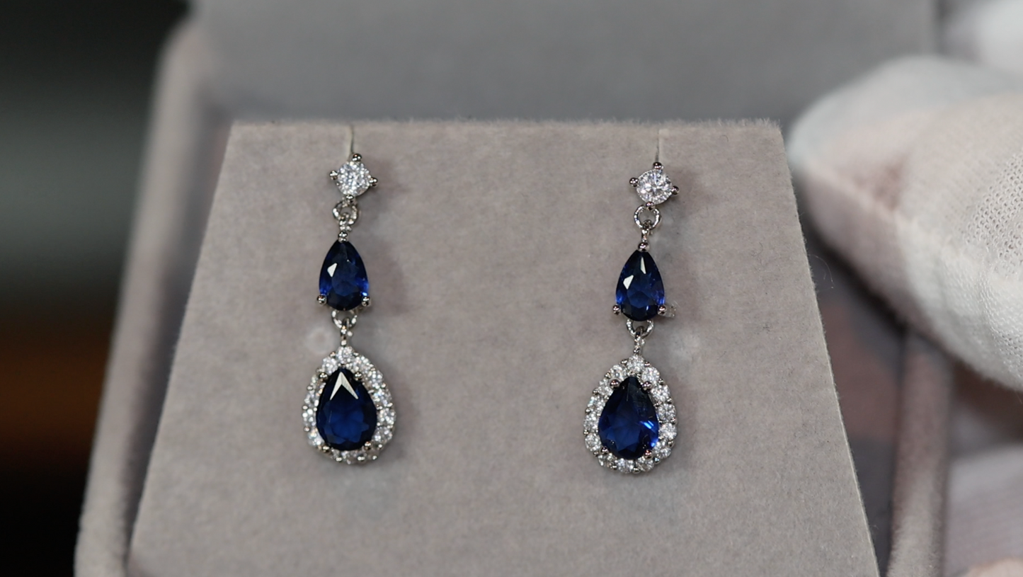 SAPPHIRE BLUE EARRINGS | SAPPHIRE BLUE TEARDROP EARRINGS