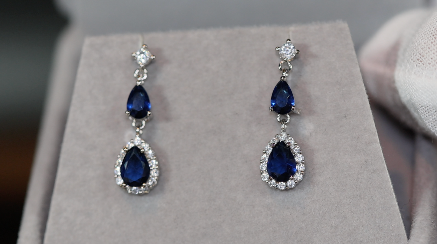 SAPPHIRE BLUE EARRINGS | SAPPHIRE BLUE TEARDROP EARRINGS