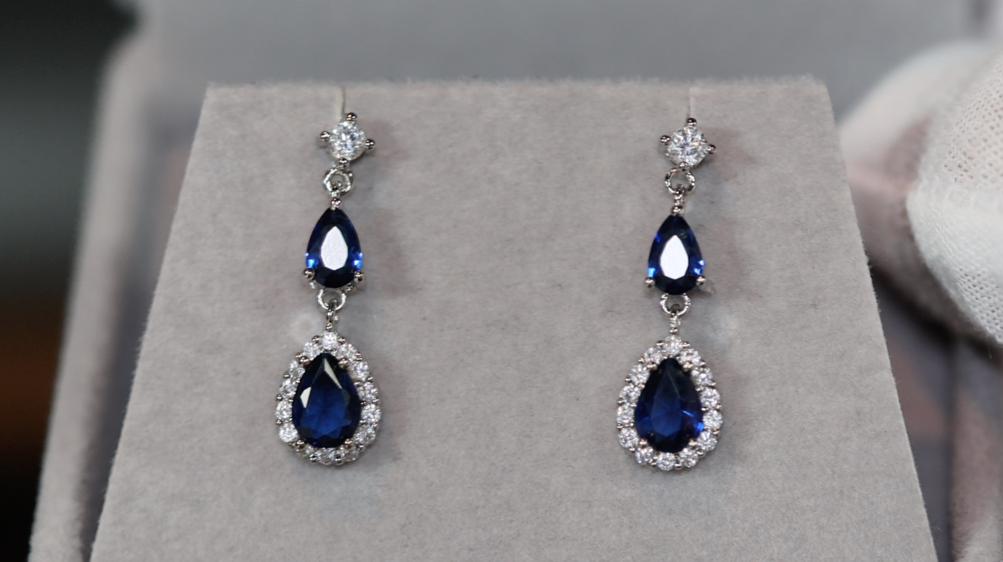 SAPPHIRE BLUE EARRINGS | SAPPHIRE BLUE TEARDROP EARRINGS