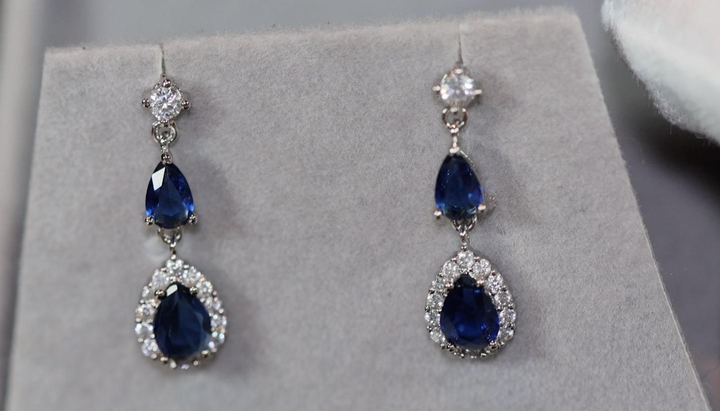 SAPPHIRE BLUE EARRINGS | SAPPHIRE BLUE TEARDROP EARRINGS