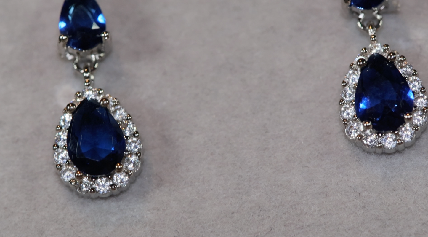 SAPPHIRE BLUE EARRINGS | SAPPHIRE BLUE TEARDROP EARRINGS