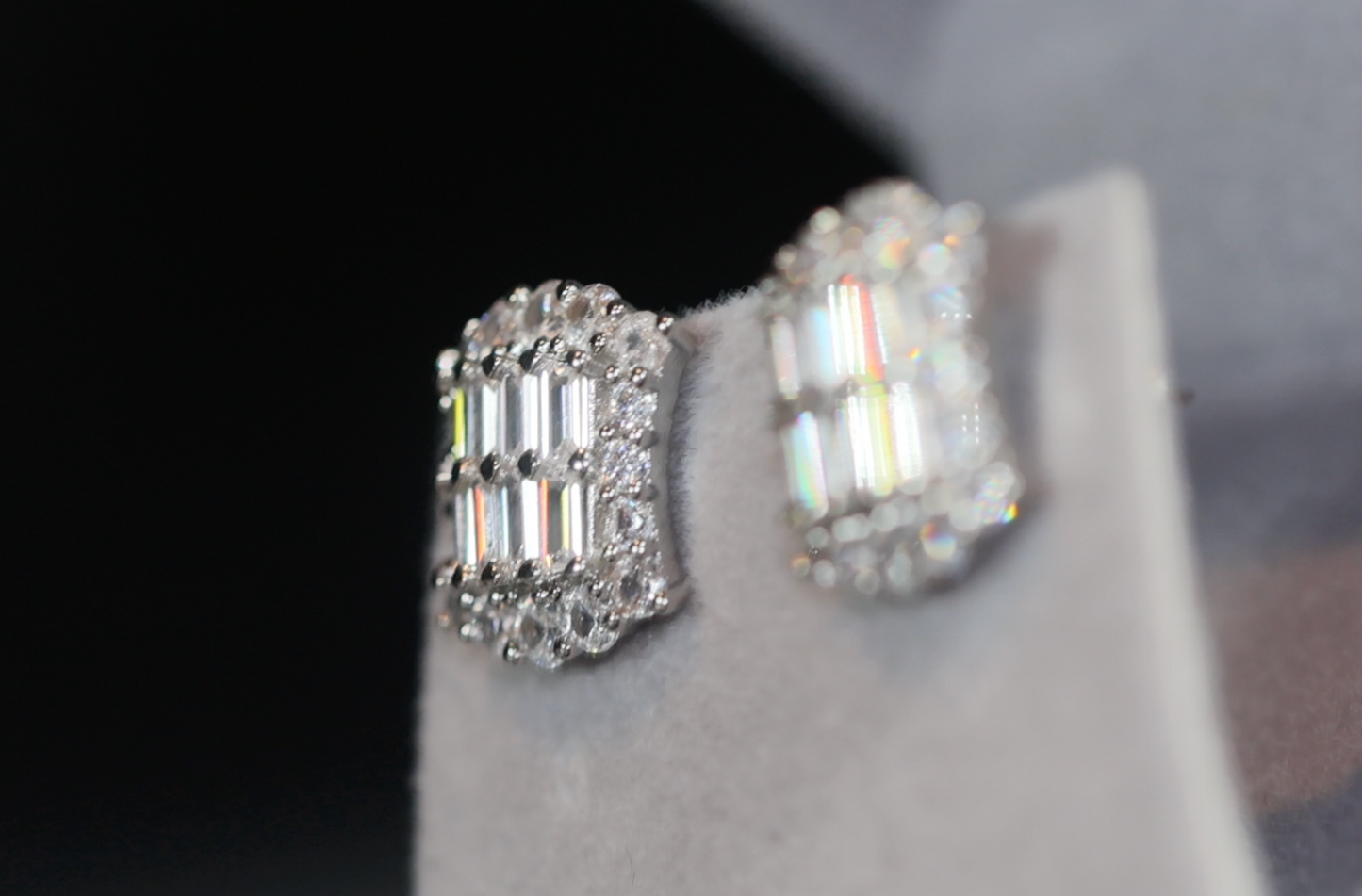 Womens Diamond Ear Studs | Womens Baguette Cut Diamond Ear Studs