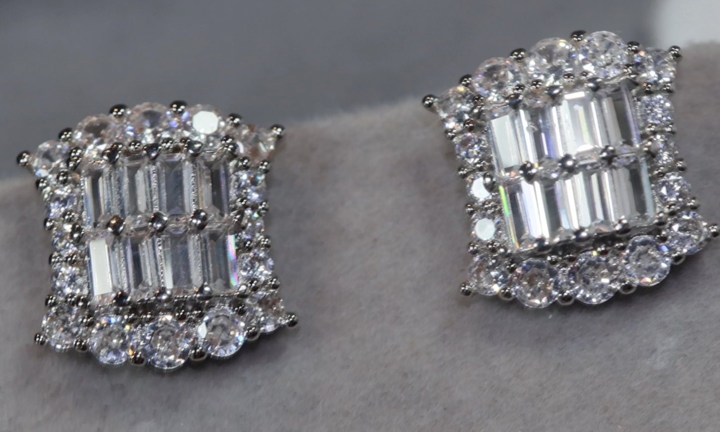 Baguette Cut Diamond Ear Studs