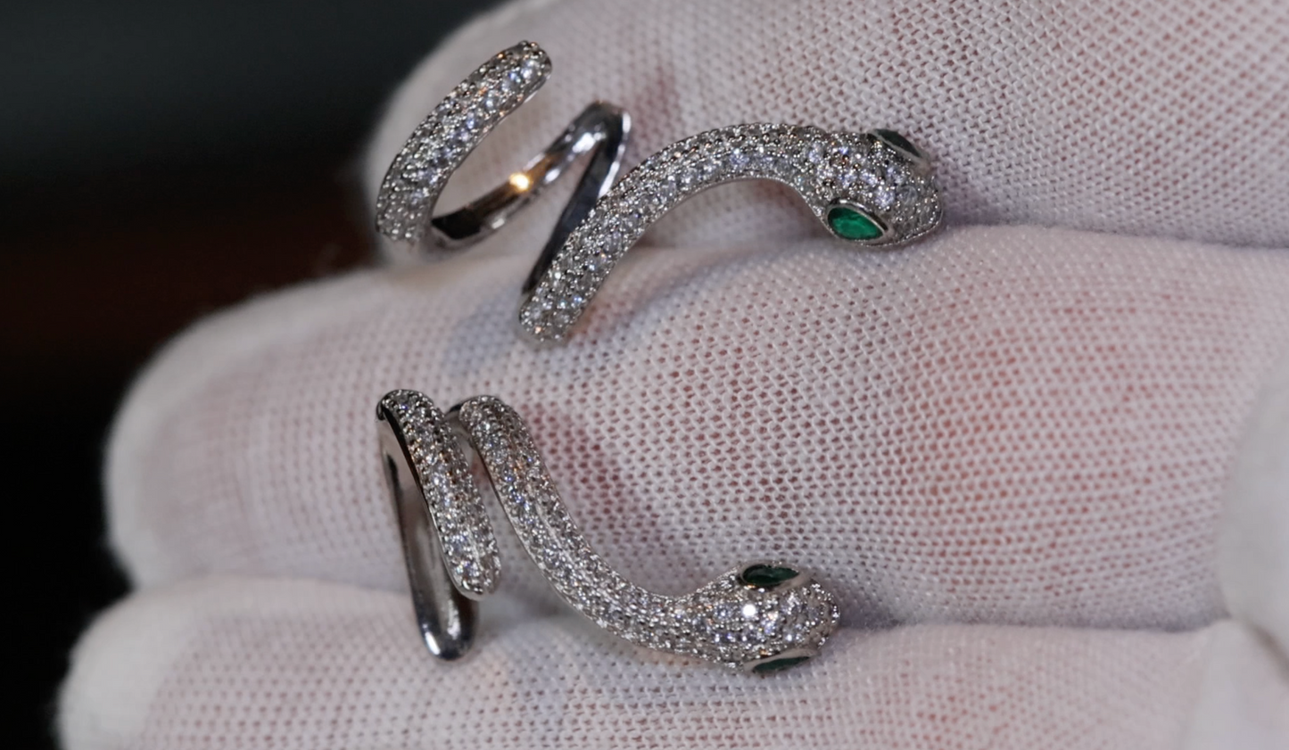 Diamond Snake Earrings | Womens Snake Earrings | Snake Earrings
