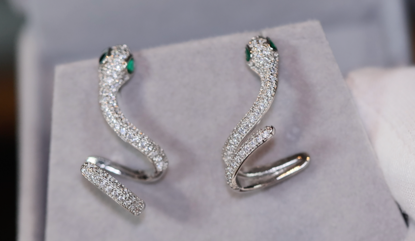 Diamond Snake Earrings | Womens Snake Earrings | Snake Earrings