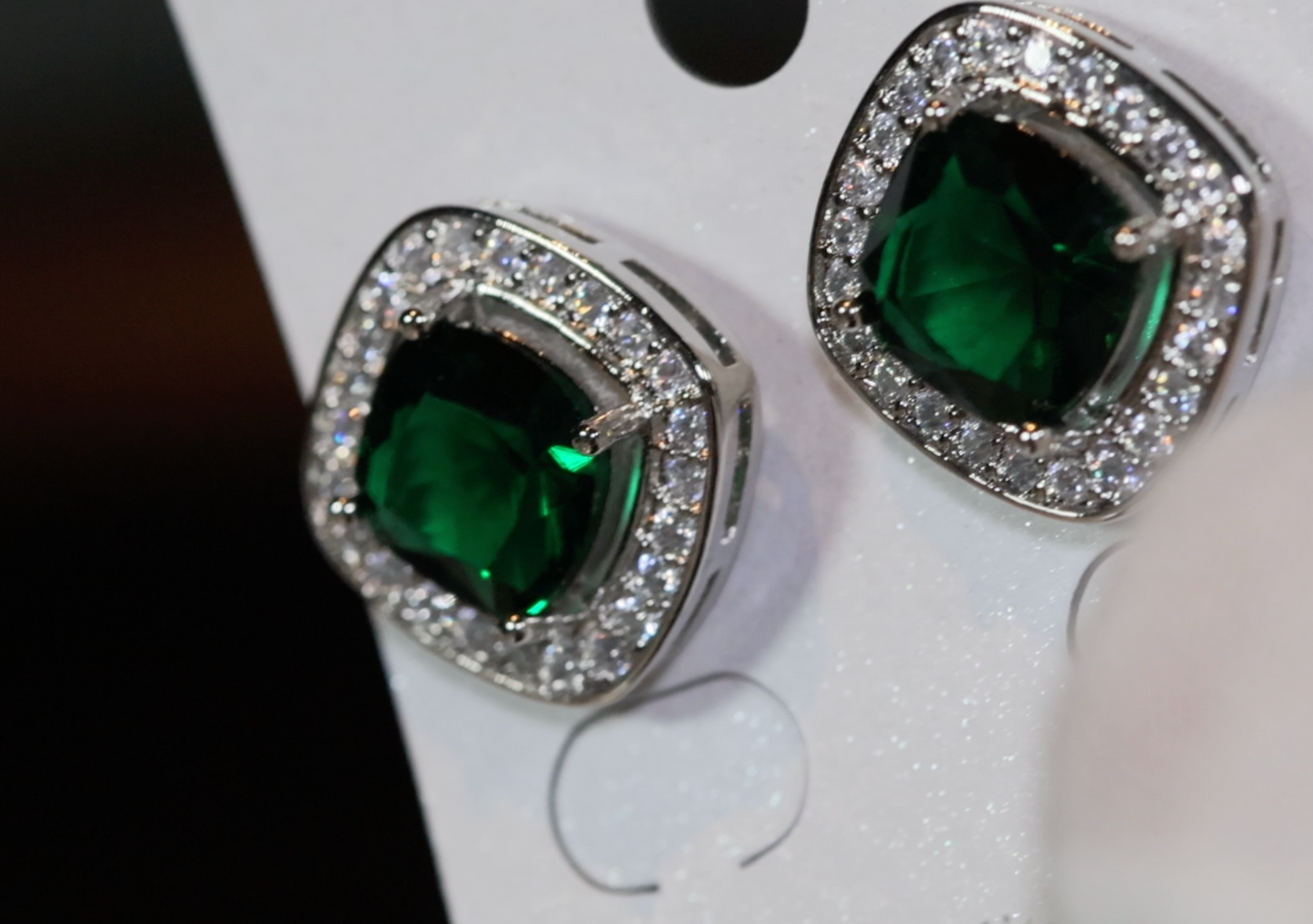Big Green Diamond Ear Studs