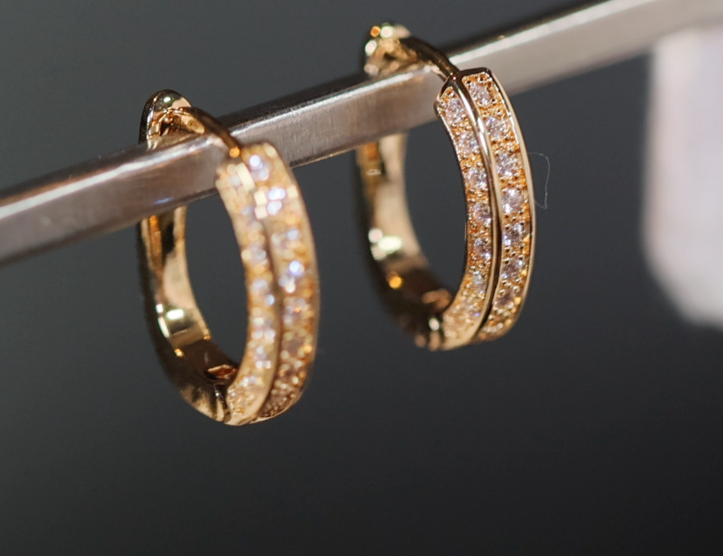 Gold Diamond Earrings | Womens Diamond Hoop Earrings | Small gold diamond hoop earrings